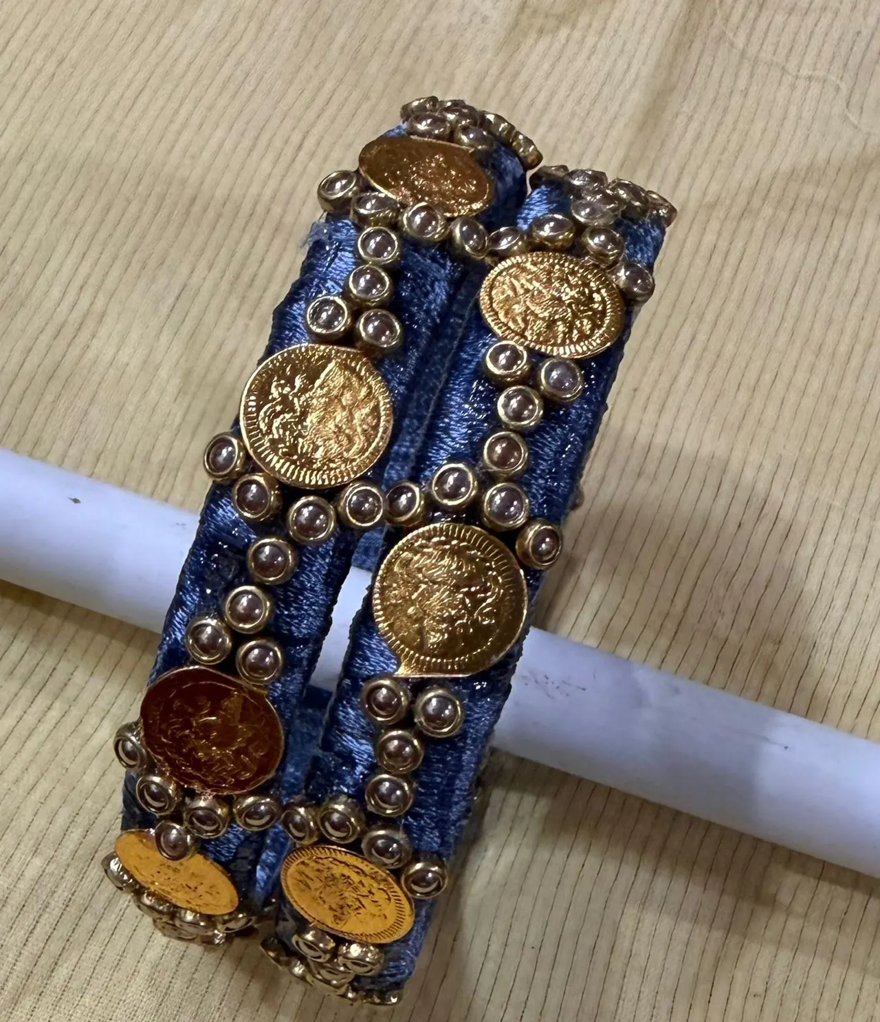 Lakshmi Coin Bangles — Navy Kada
