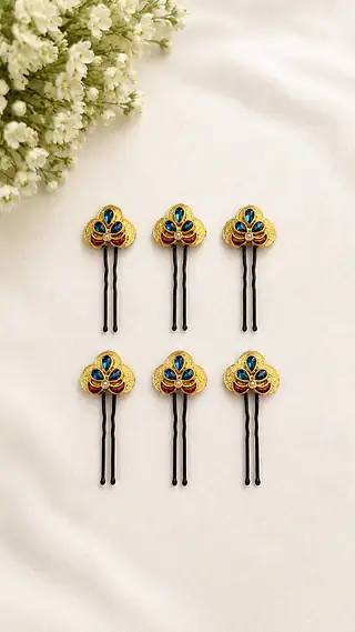 Kundan Hair Pins — Set of 6