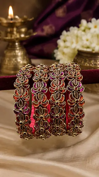 Lotus Cluster Bangles — Bridal Set