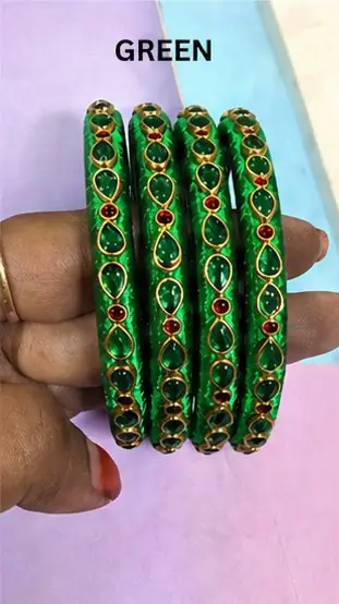 Silk Thread Stone Bangles — Set — photo 2