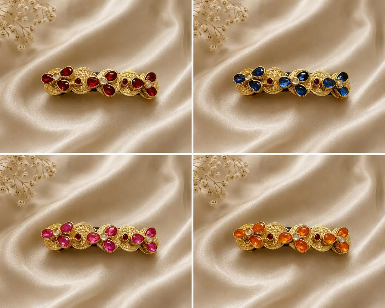 Kundan Hair Clips — Set
