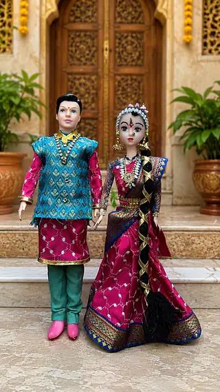 Peacock Blue Couple Dolls