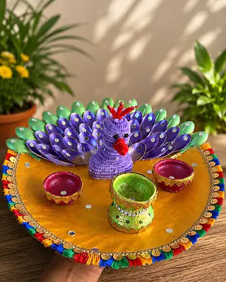 Peacock Aarati Plate