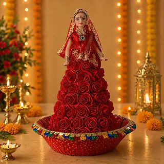 flower doll red