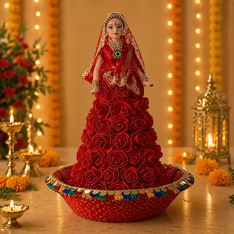 flower doll red