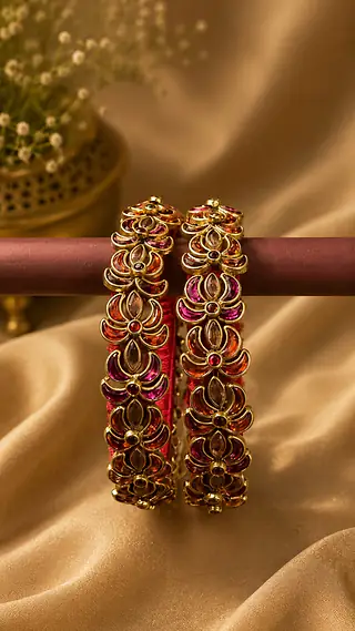 Lotus Cluster Bangles — Pair