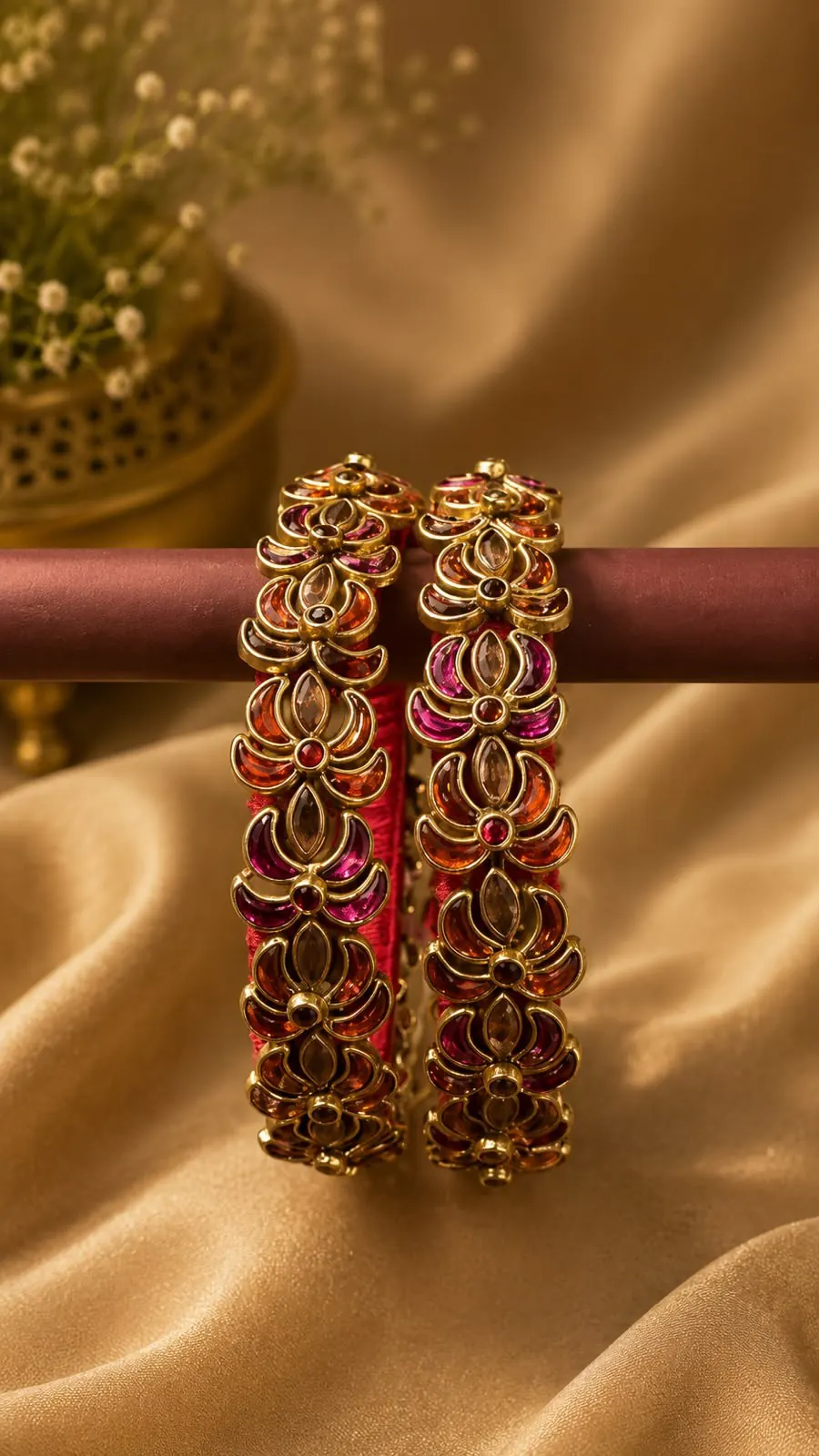 Lotus Cluster Bangles — Pair