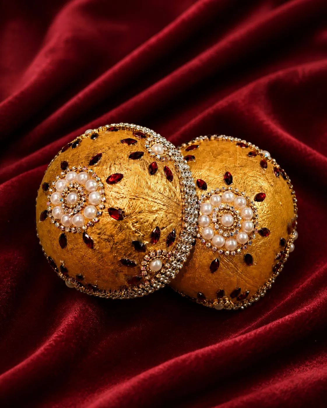 Decorated Kobbari Bondam — Gold & Pearl