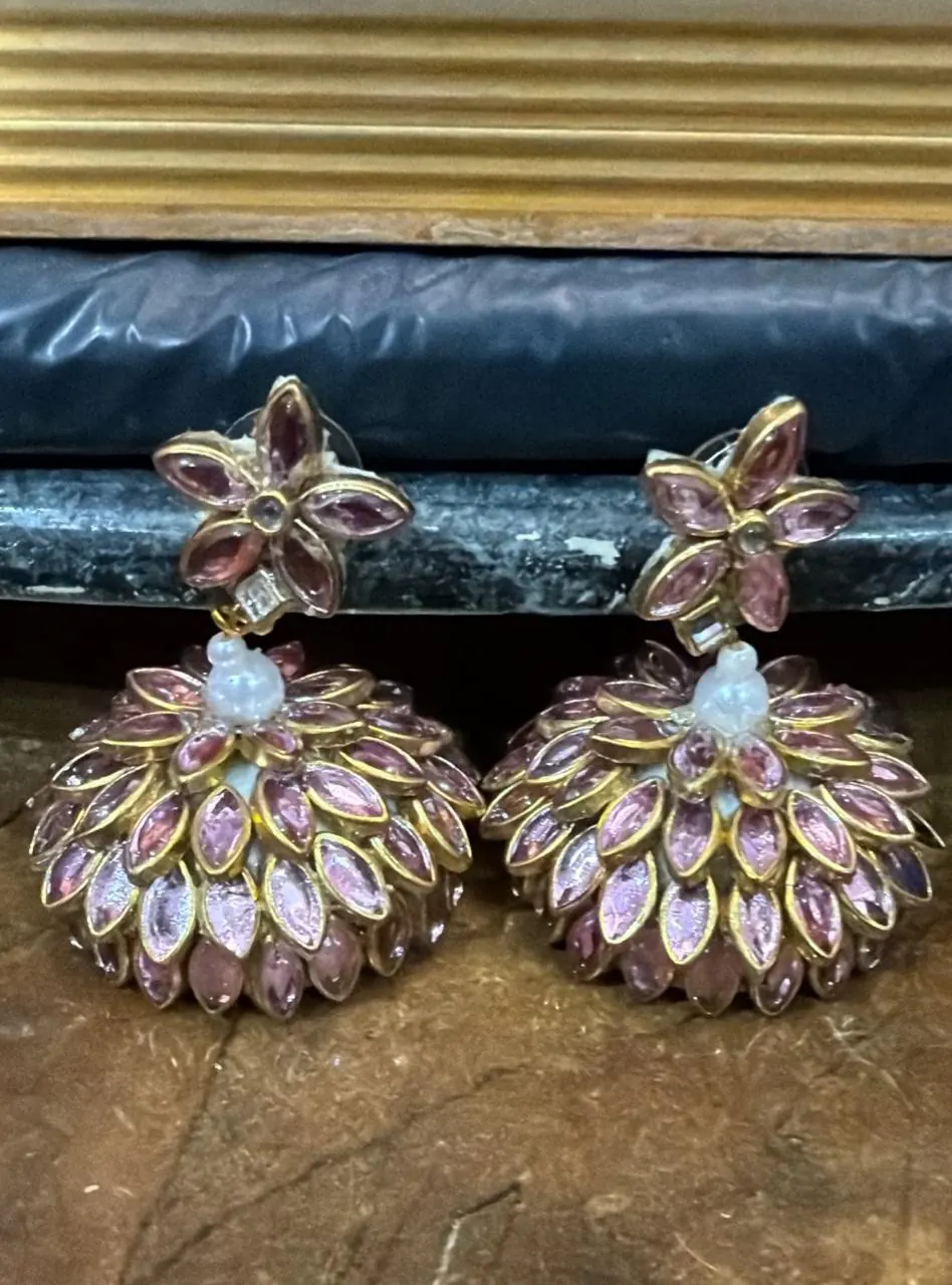 Lotus Kundan Jhumkas